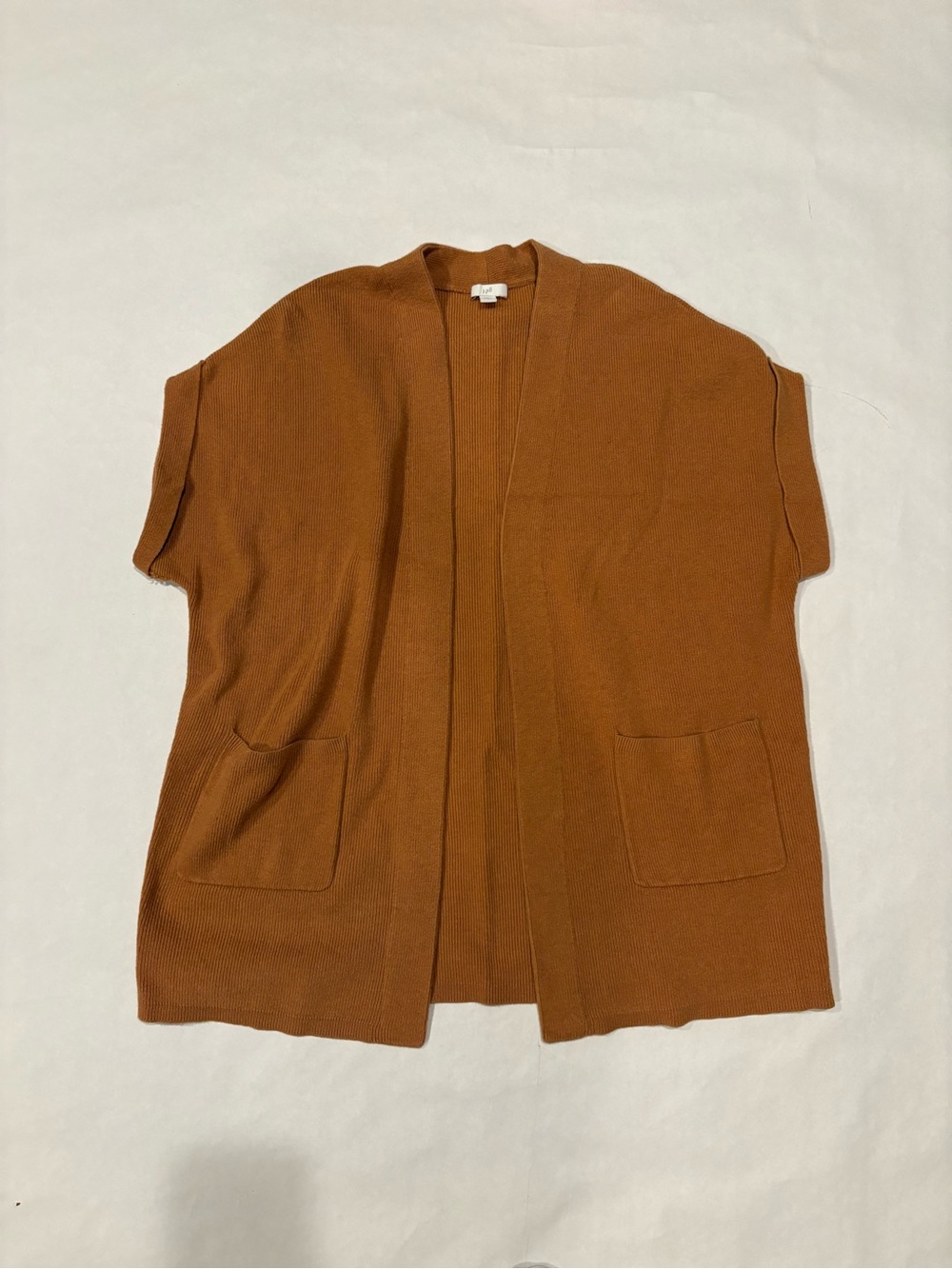 J. Jill Open-Front Short Sleeve Cardigan - Rust Brown